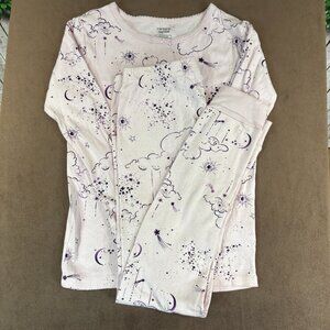 Carter's Girls Light Purple Cloud Sky Stars Cotton Pajamas Size 10 (SKU: 129G)